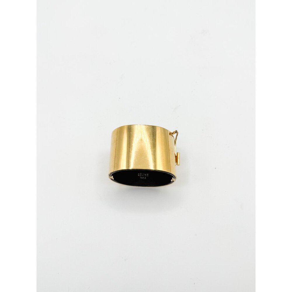 Celine Phoebe Philo Leather Manchette Hinged Bangle Bracelet Size M Italy Pouch - Picture 7 of 13